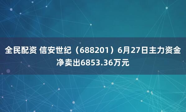 全民配资 信安世纪（688201）6月27日主力资金净卖出6853.36万元